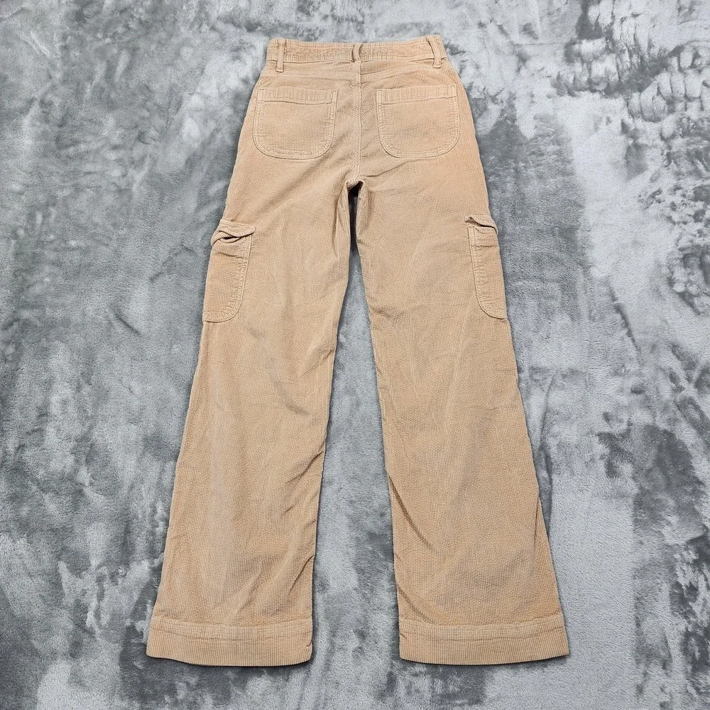 American Eagle Pants Womens 000 Beige Super High Rise Wide Leg‎ Baggy Corduroy